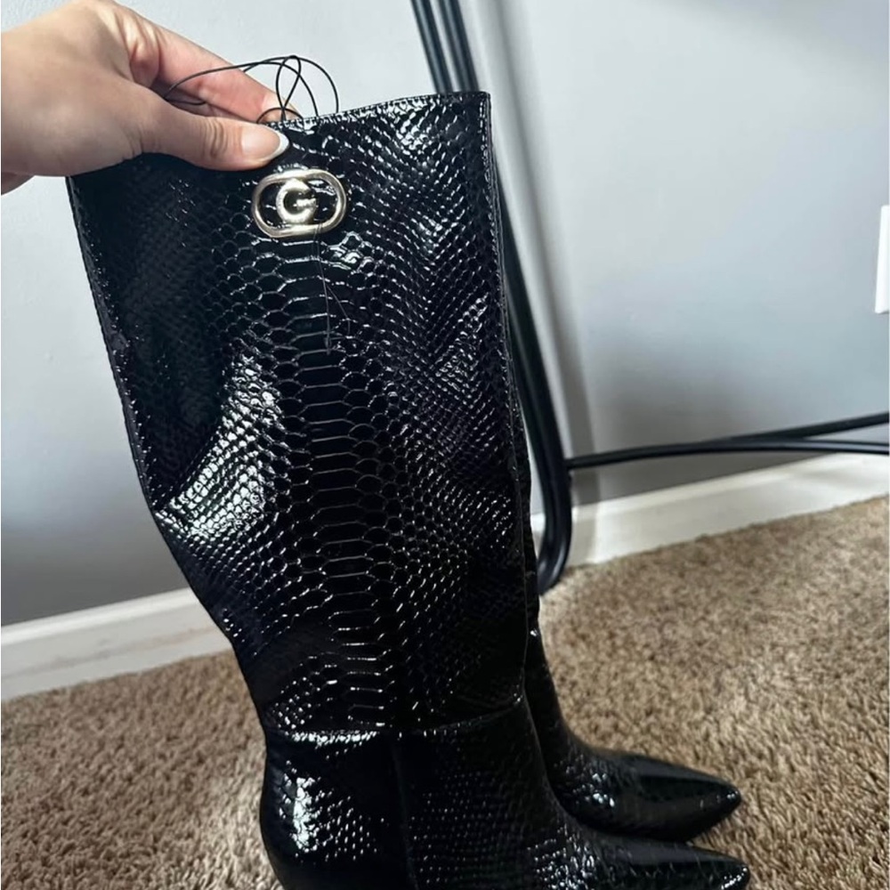 Black Patent Boots - Womens New